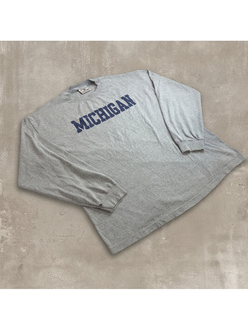Steve & Barrys Mens XXL Grey Michigan Wolverines Vintage Long Sleeve Shirt Y2K